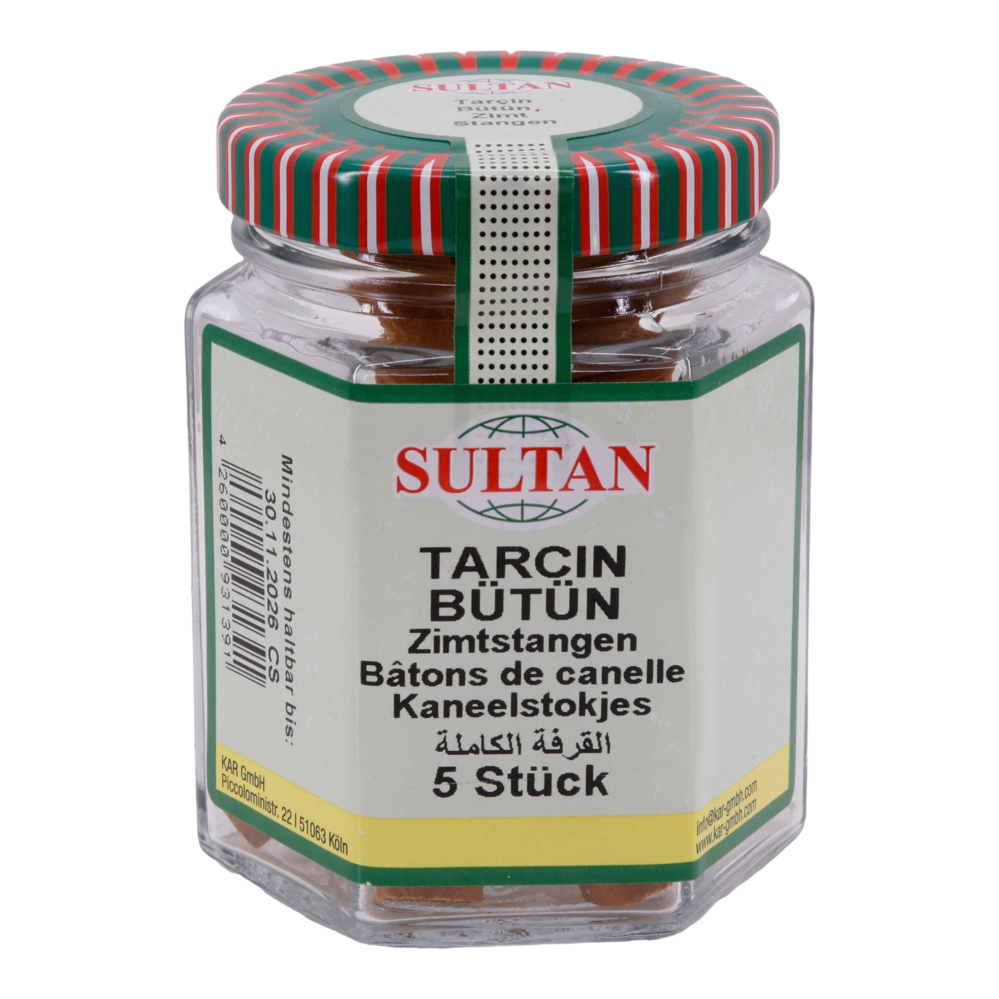 Zimtstangen Sultan | Ganze Zimtstangen | Hochwertig, Aromastäbchen, im Glas | 5 Stück SULTAN